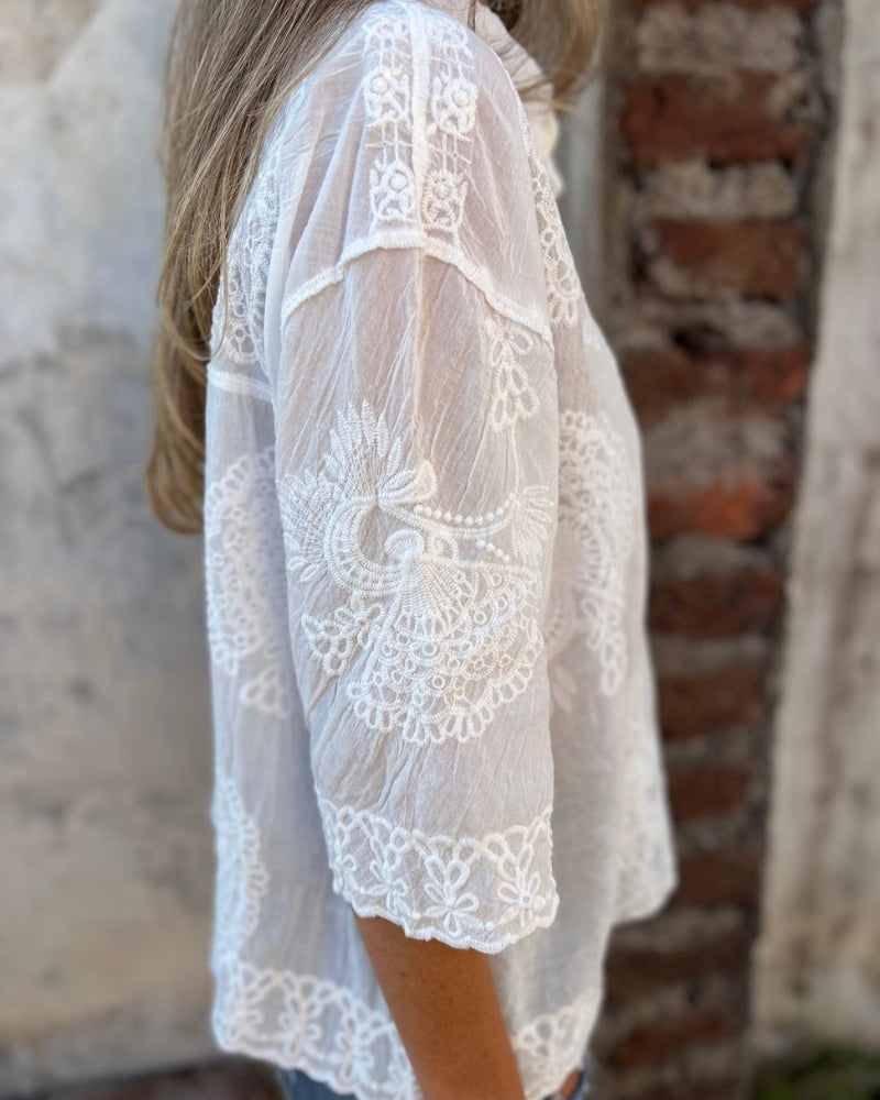 Lorrie - Camicetta Chic In Pizzo Ricamato
