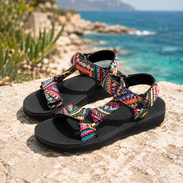 Maryane - Sandali Con Plateau e Chiusura in Velcro Fantasia