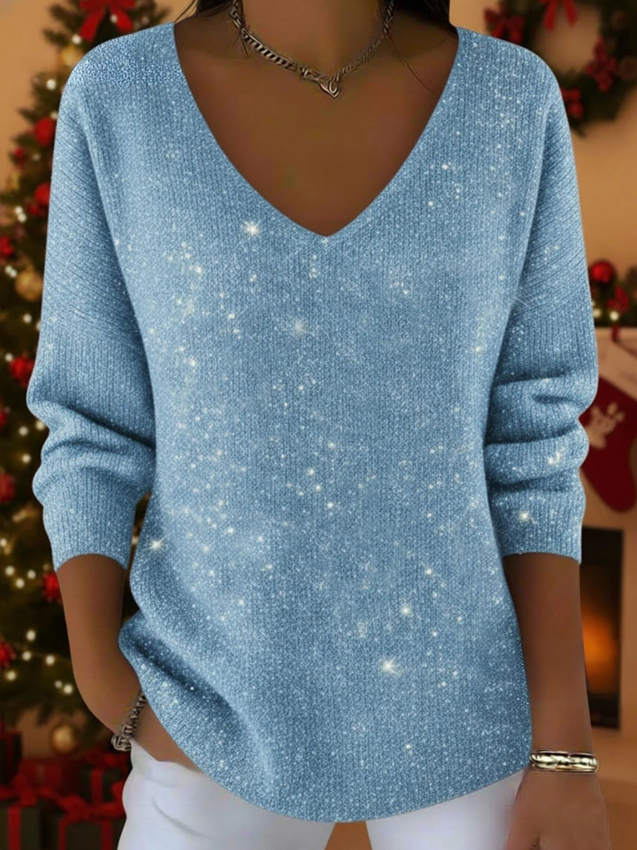 Falyn - Elegante Maglione Scintillante Con Scollo a V