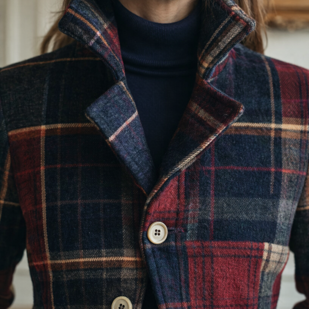 Meeran - Cappotto a Quadri con Colletto