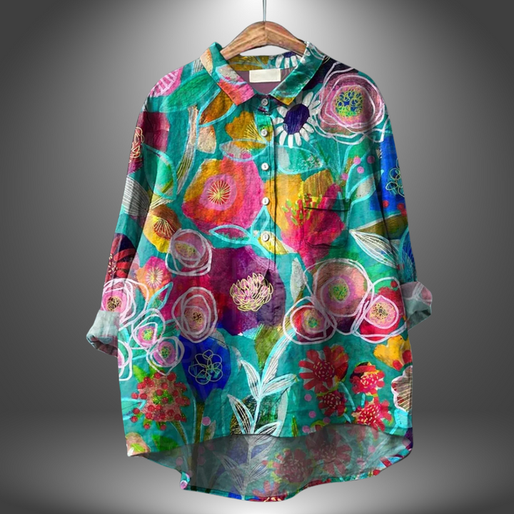Luiza - Camicia Floreale Realizzata a Mano