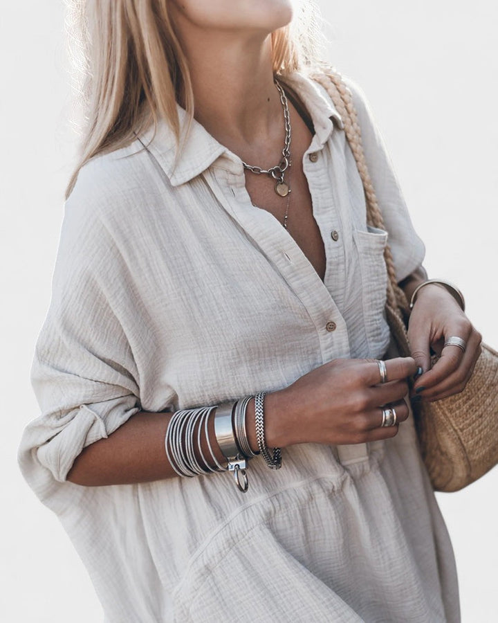 Rosina - Abito In Lino Con Tasca Frontale