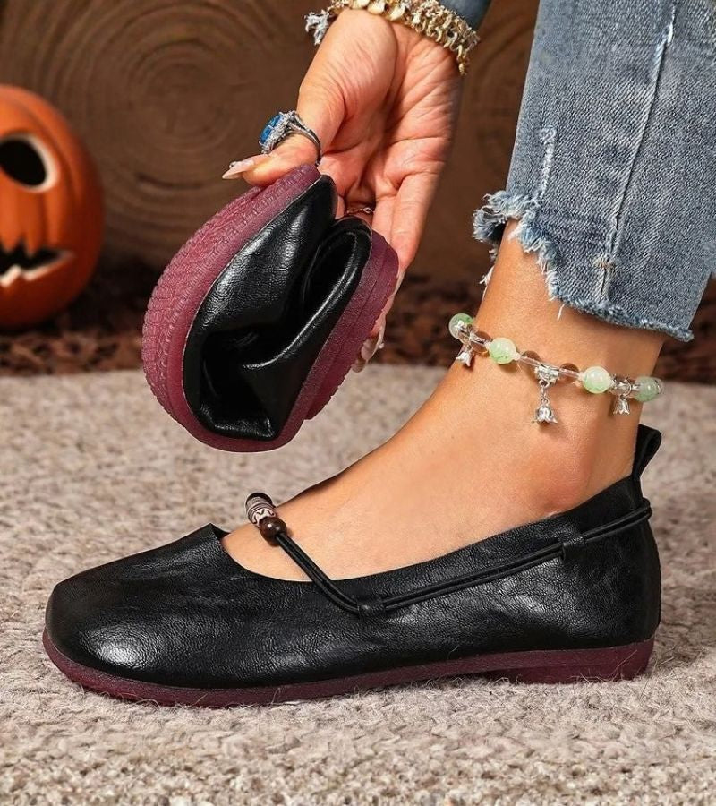 Denissa - Ballerine Con Punta Quadrata e Cinturino Decorato con Perline
