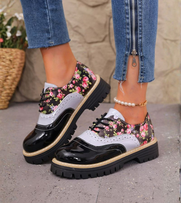 Kiela - Scarpe Oxford a Motivi Floreali Con Suola a Tasselli Spessi