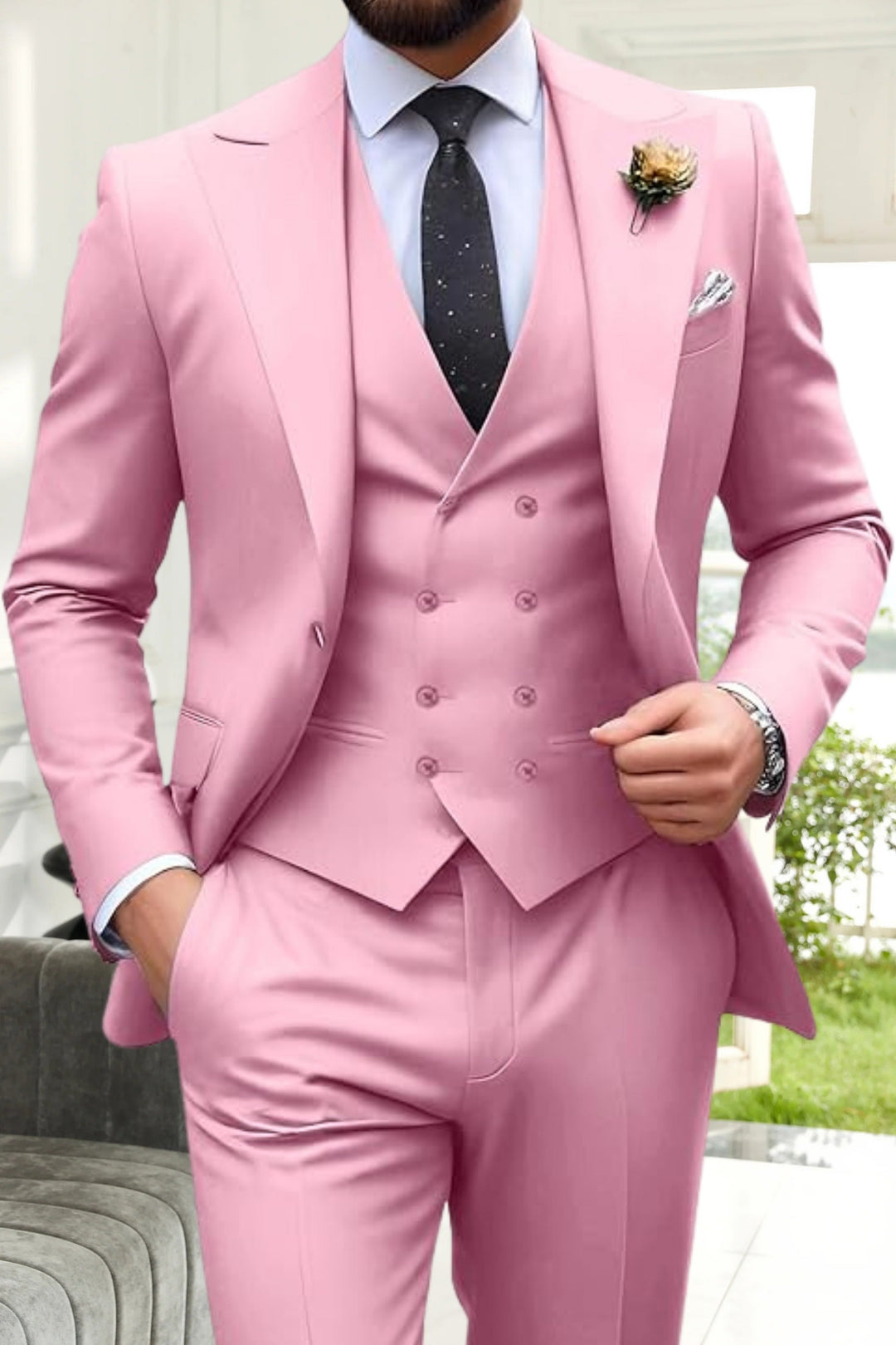 Gremist - Abiti a Tre Pezzi Slim Fit Con Revers a Lancia