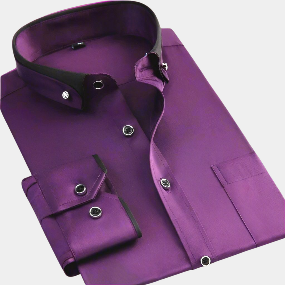 Daarik - Camicia Elegante Con Colletto A Contrasto E Maniche Lunghe
