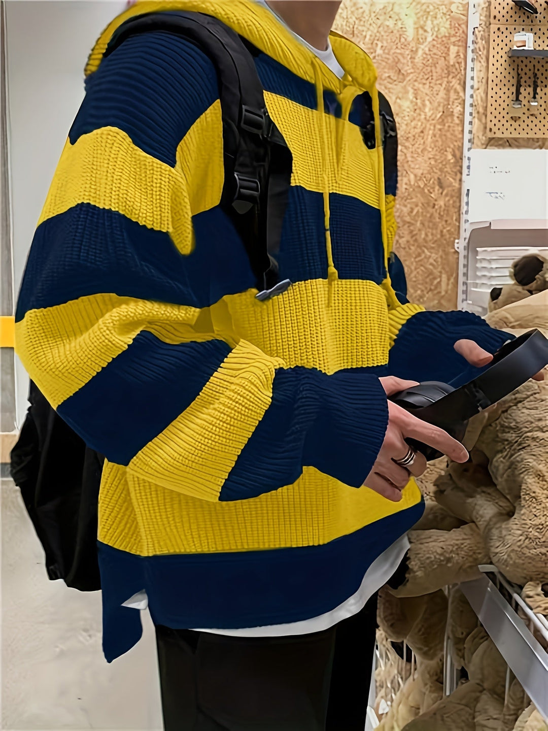 Tenzin - Felpa Oversize Con Cappuccio In Maglia a Righe