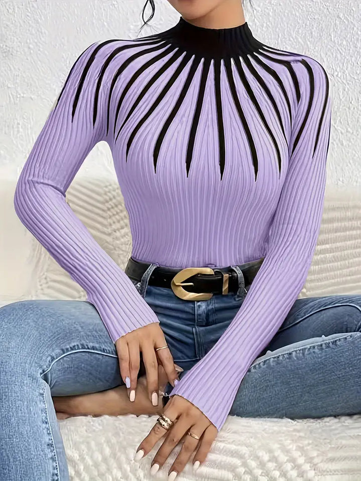 Maider - Elegante Maglione a Maniche Lunghe Con Collo Alto