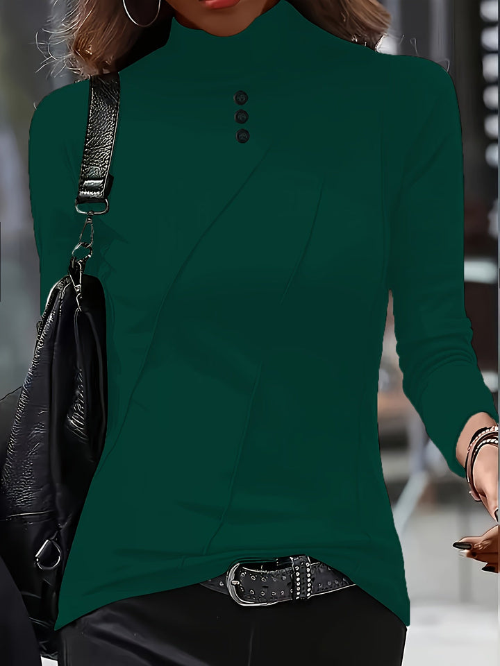 Aizhana - Elegante Camicia a Maniche Lunghe Con Collo Alto