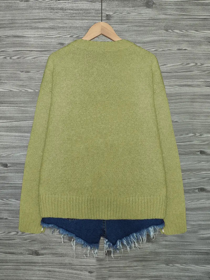 Urvana - Maglione a Maniche Lunghe Con Stampa Gatto