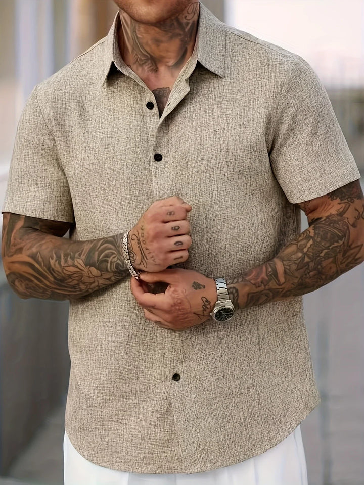 Dwight - Camicia Leggera In Misto Lino A Maniche Corte