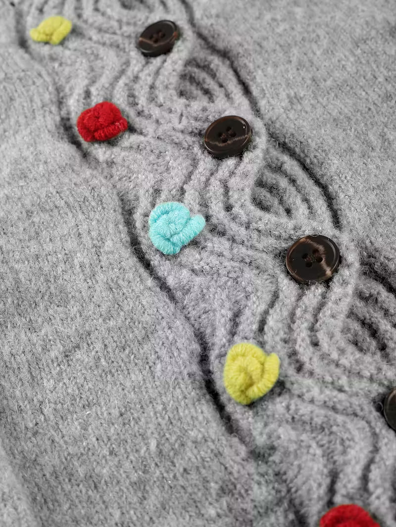 Kynza - Cardigan Sovradimensionato Con Bottoni Colorati Sul Davanti