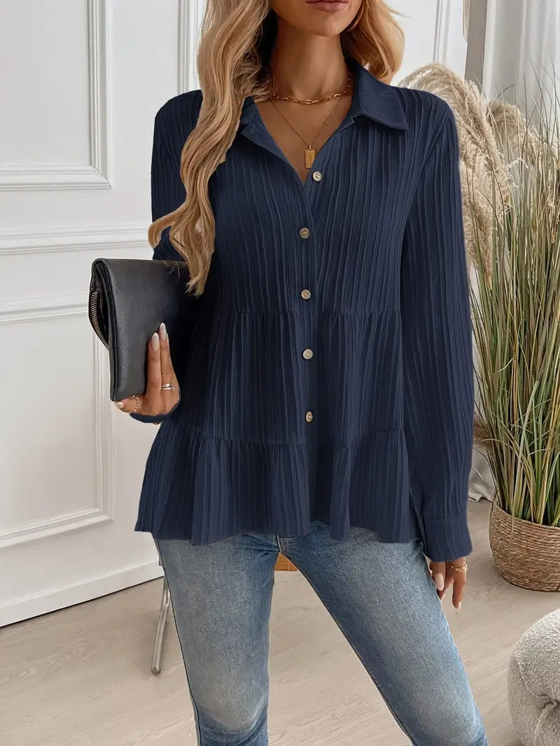 Majlinda - Elegante Camicia a Maniche Lunghe Con Bottoni