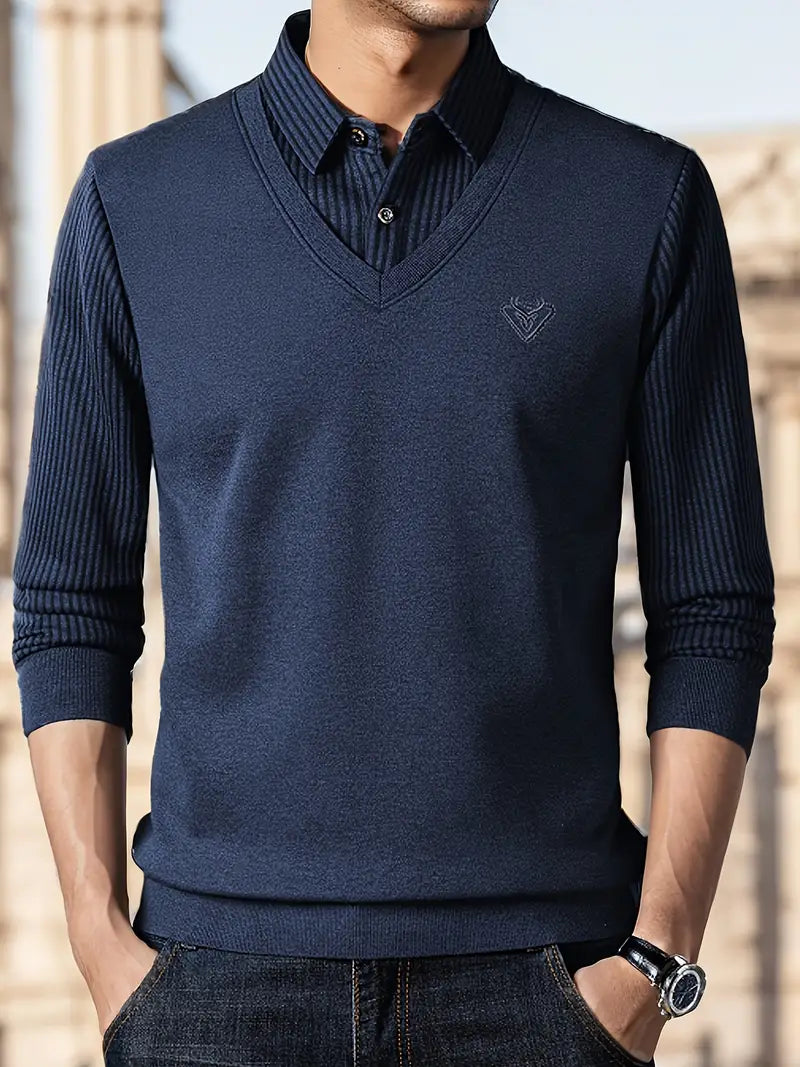 Leroy - Maglione Casual A Maniche Lunghe Lavorato A Maglia