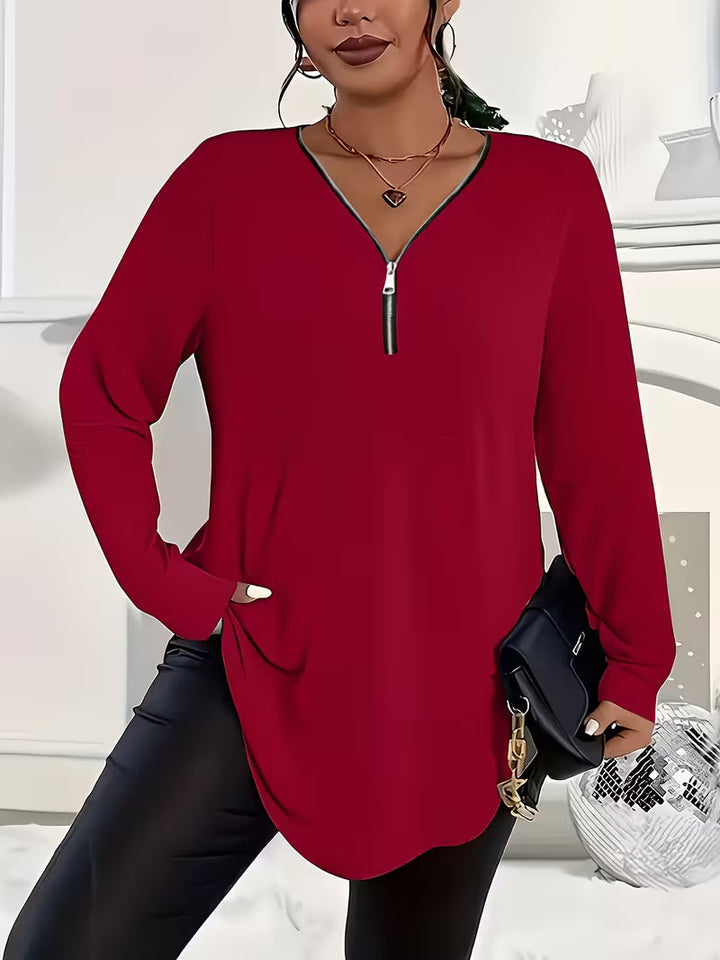Liorah - Elegante Camicia Con Maniche Lunghe e Zip