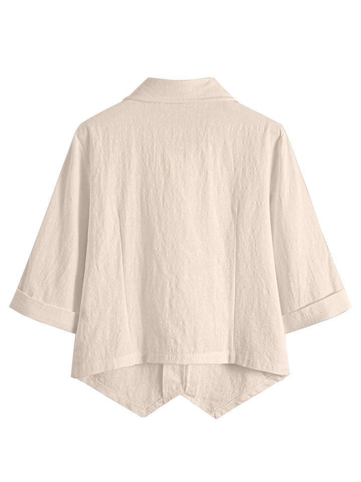 Maihuong - Camicia Ampia Con Collo Aperto E Maniche Corte