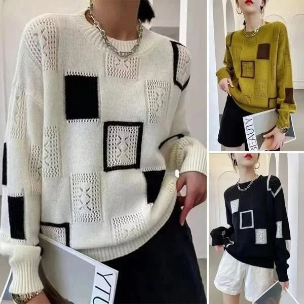Annouska - Maglione Lavorato a Maglia Con Motivo a Blocchi