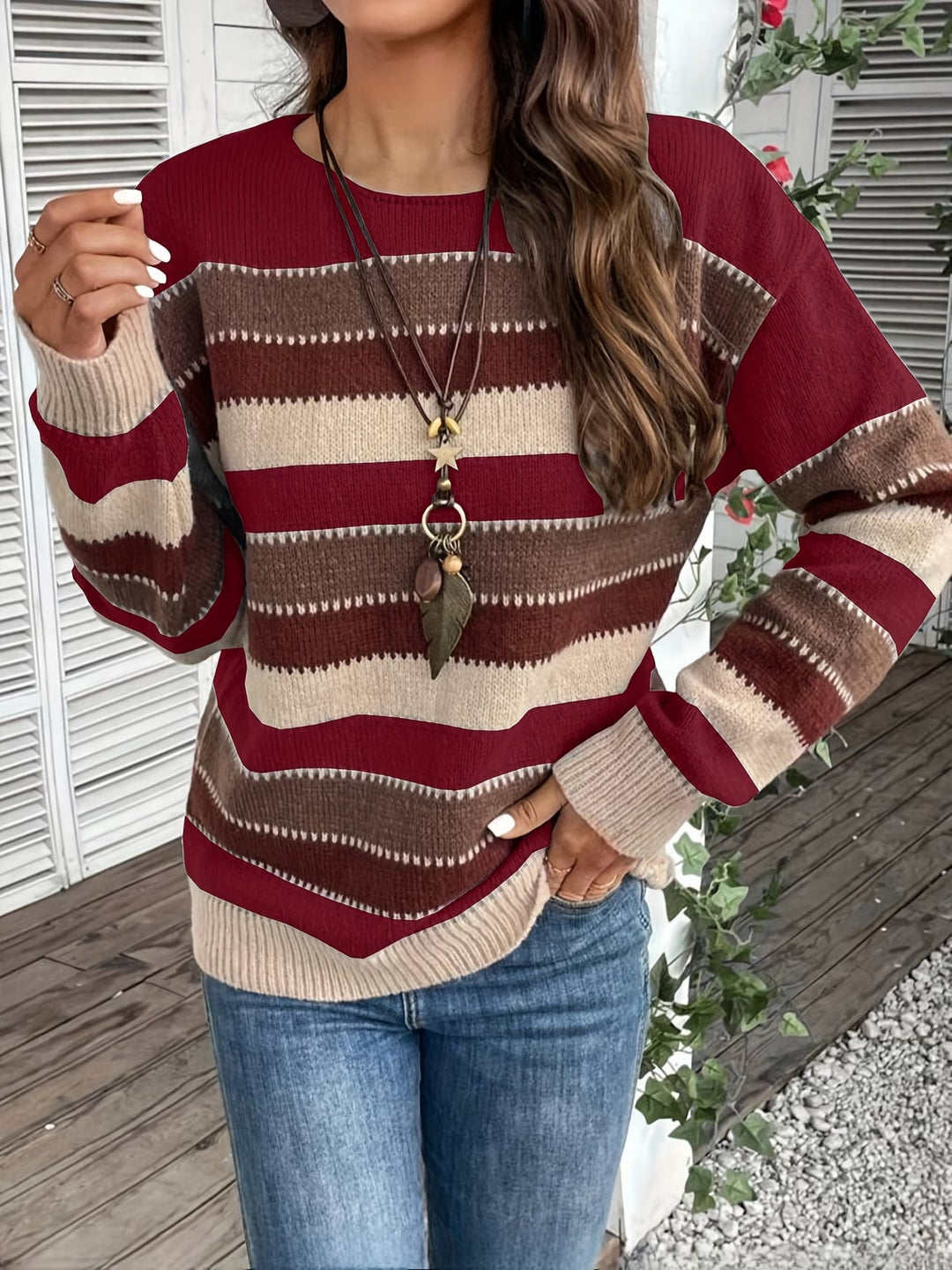 Fadina - Maglione in Maglia a Maniche Lunghe