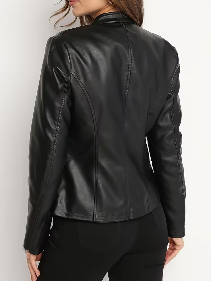 Siliena - Elegante Giacca in Ecopelle Con Cerniera