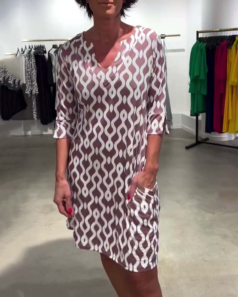 Jacqueline - Abito Stampato A Metà Lunghezza Con Collo Alto