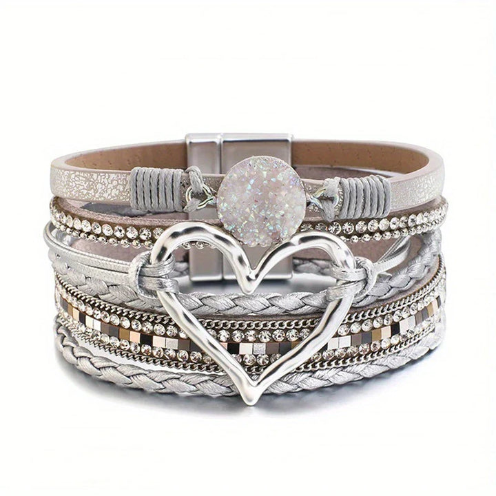 Joely - Bracciale In Pelle Multistrato Con Disegno a Cuore