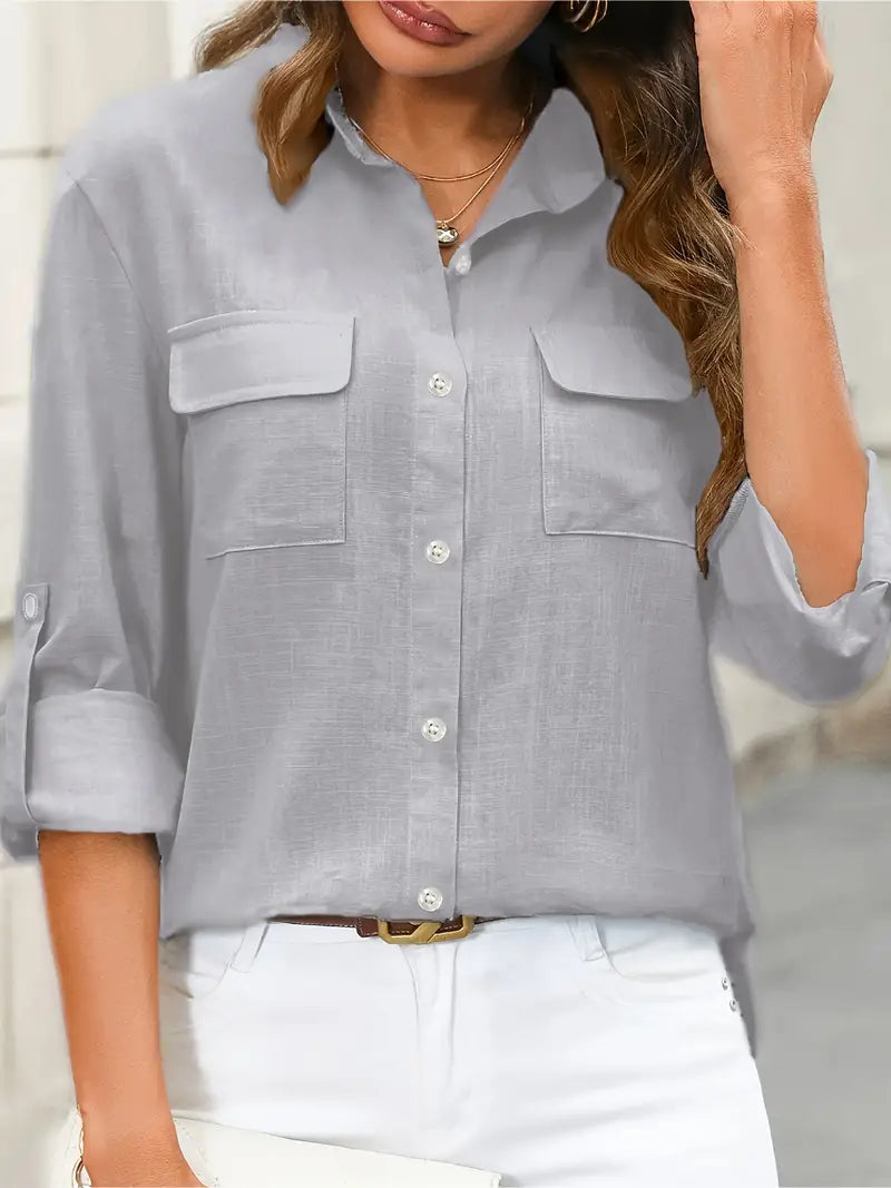 Athena - Camicia In Cotone Con Tasche Frontali