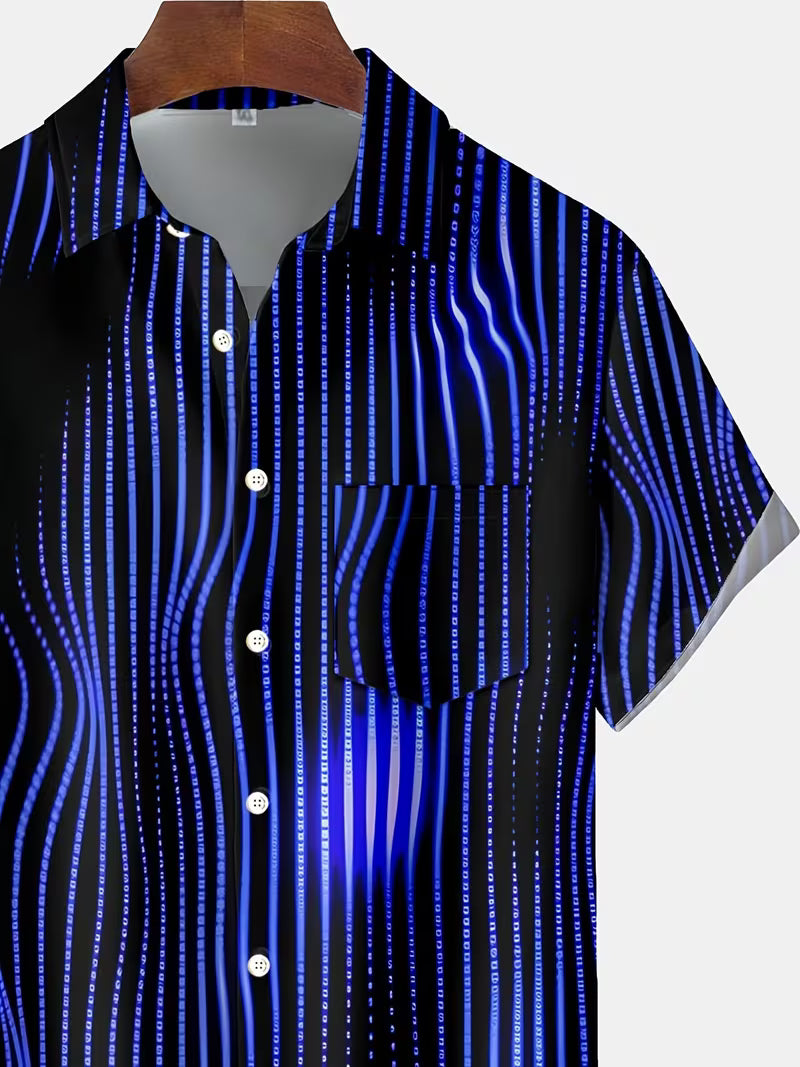 Ludwig - Camicia Casual Con Stampa a Righe Artistiche