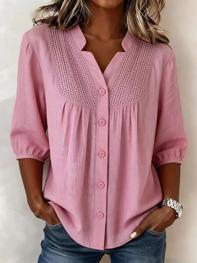 Laadina - Top Casual in Cotone a Maniche Corte