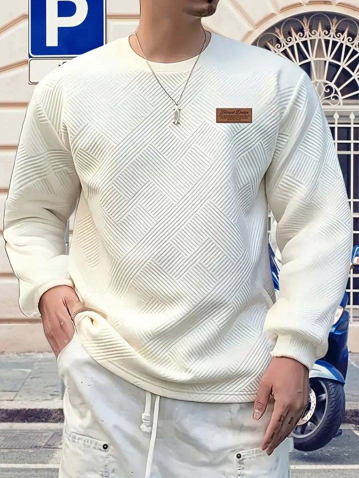 Malinga - Felpa Casual Con Motivo Geometrico e Maniche Lunghe