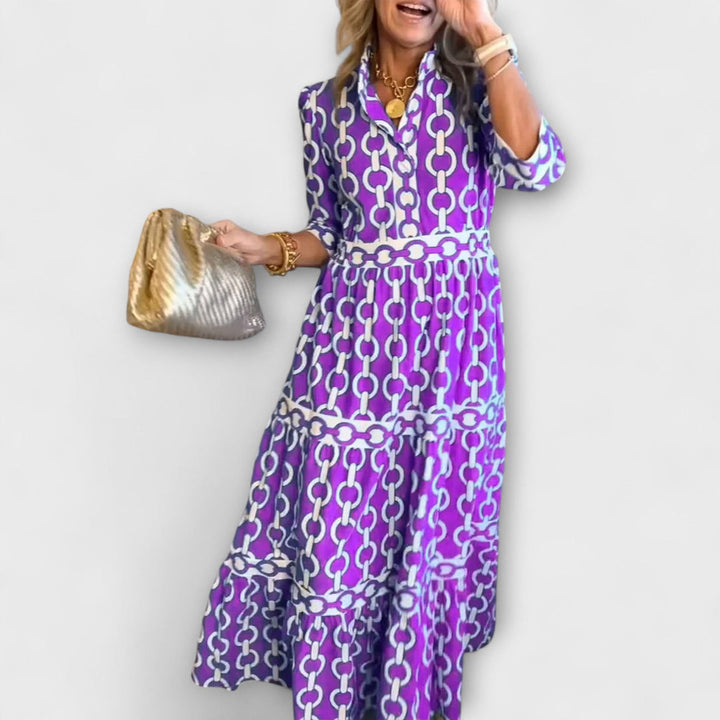 Stavroula - Midi Abito Con Motivo A Catena