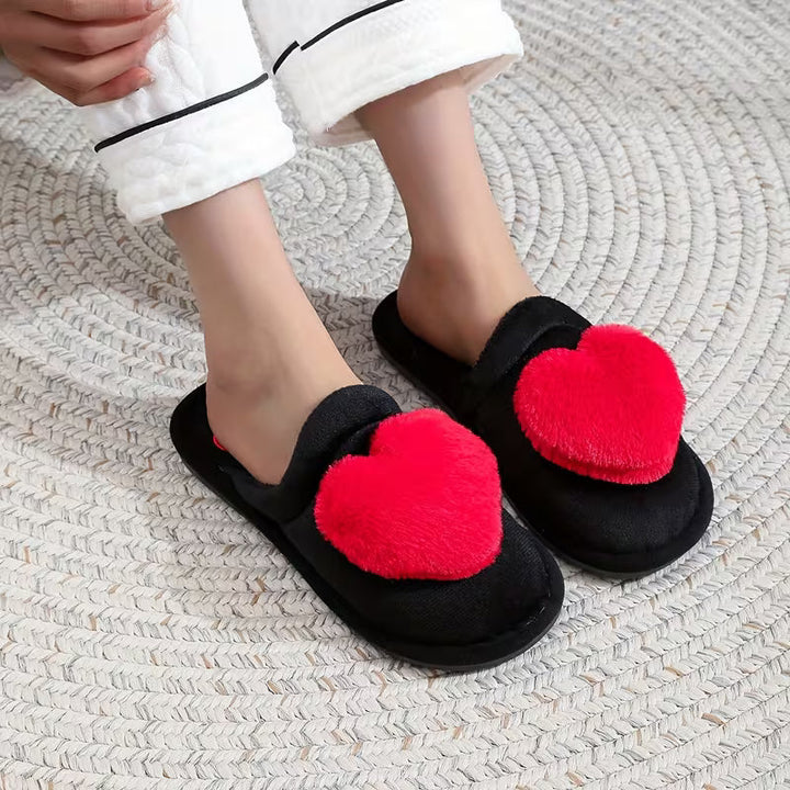 Zeliha - Pantofole a Forma Di Cuore in Peluche Con Suola Antiscivolo