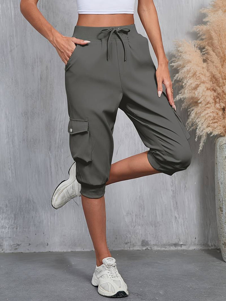 Kirabo - Pantaloni Cargo Estivi Con Tasche Multiple E Elastico a Costine