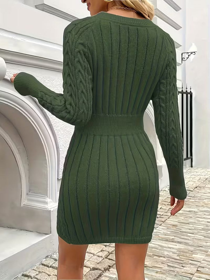Lilona - Abito-Maglione Aderente a Maglia Intrecciata