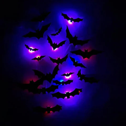GlowWing - Adesivi Decorativi 3D Luminosi a Forma di Pipistrelli Per Halloween