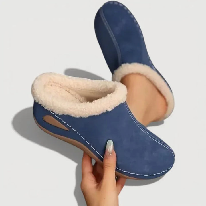 Achly - Pantofole Con Zeppa in Denim Felpato