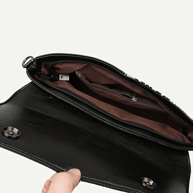 Geetika - Borsa Retrò in Pelle Di Coccodrillo Con Cerniera