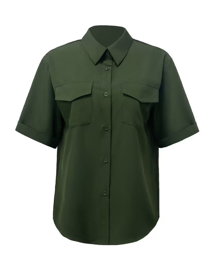 Ornilla - Camicia Ampia a Maniche Corte Con Taschino