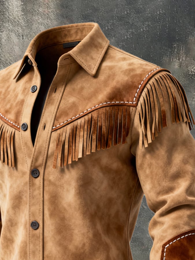 Finch - Camicia Vintage a Maniche Lunghe Con Nappine