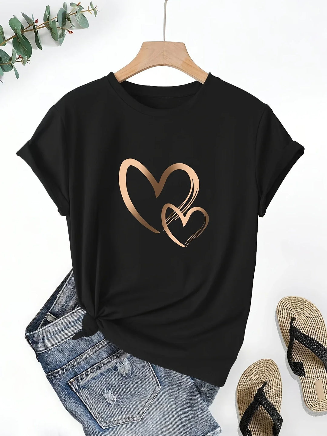 Larson - Casual Manica Corta Maglietta Con Stampa Cuore
