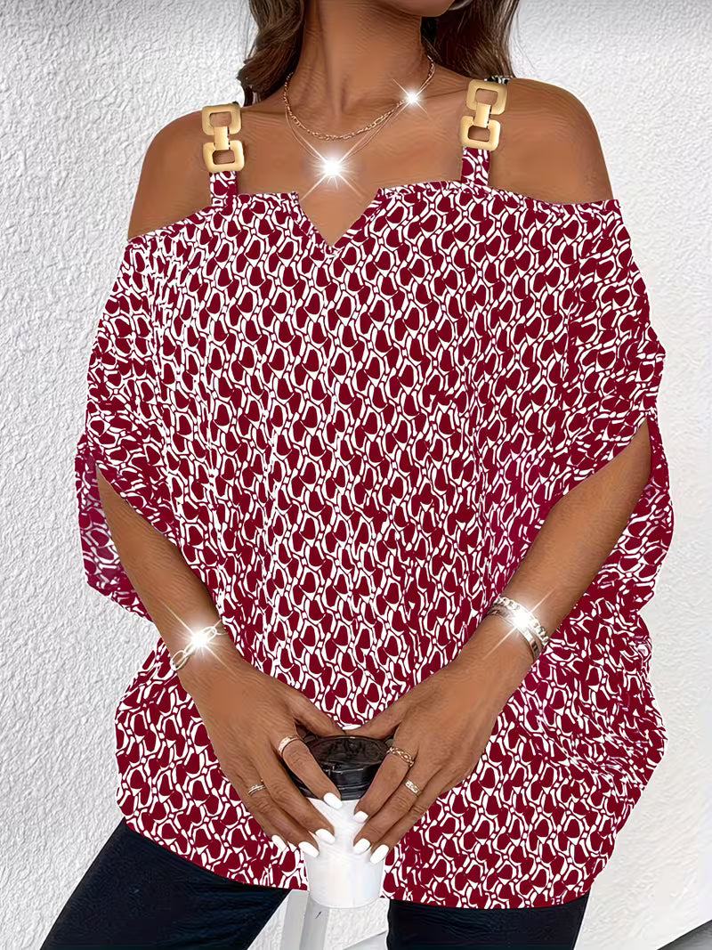 Shae - Top Casual Con Stampa e Spalle Scoperte