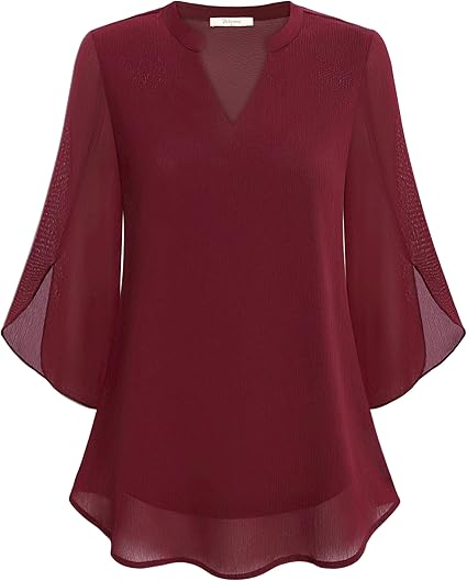 Marijana - Camicetta In Chiffon Con Scollo a V e Linea Ad A