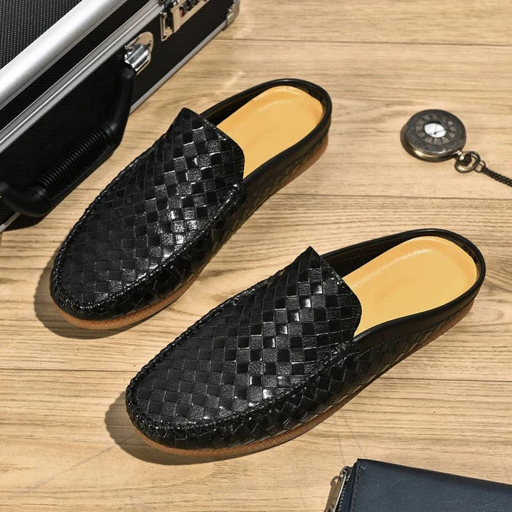 Efim - Pantofole Casuale in Pelle Con Motivo Intrecciato