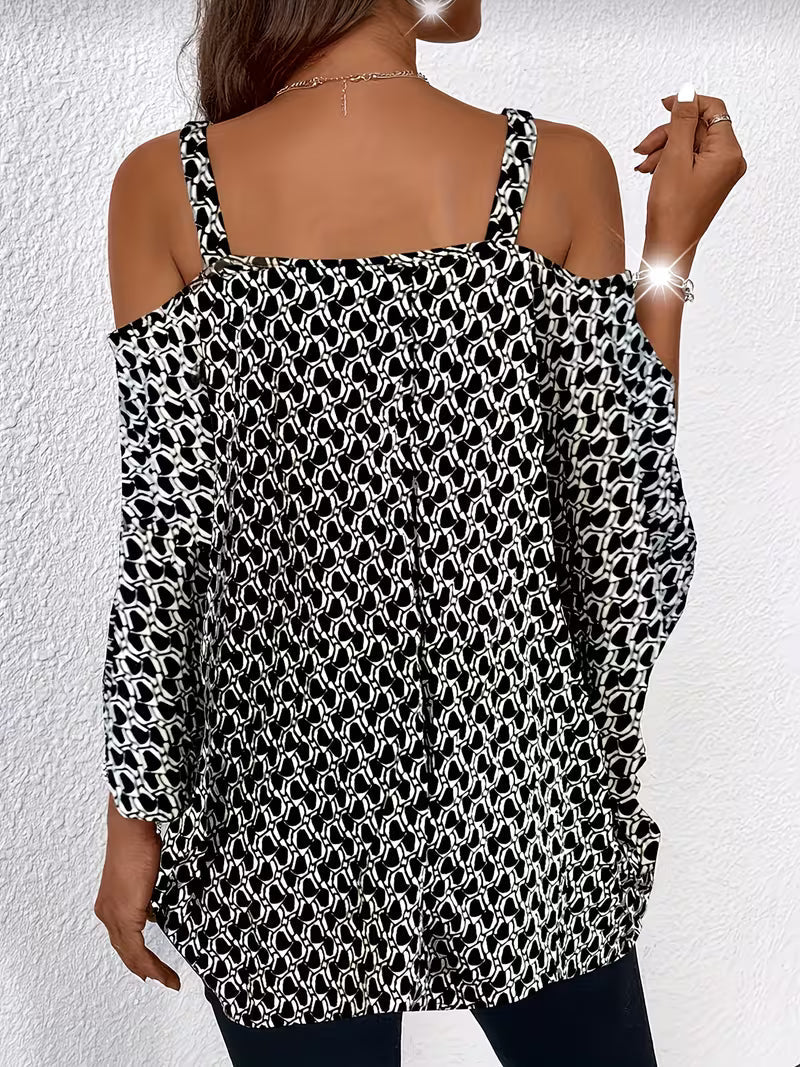 Shae - Top Casual Con Stampa e Spalle Scoperte