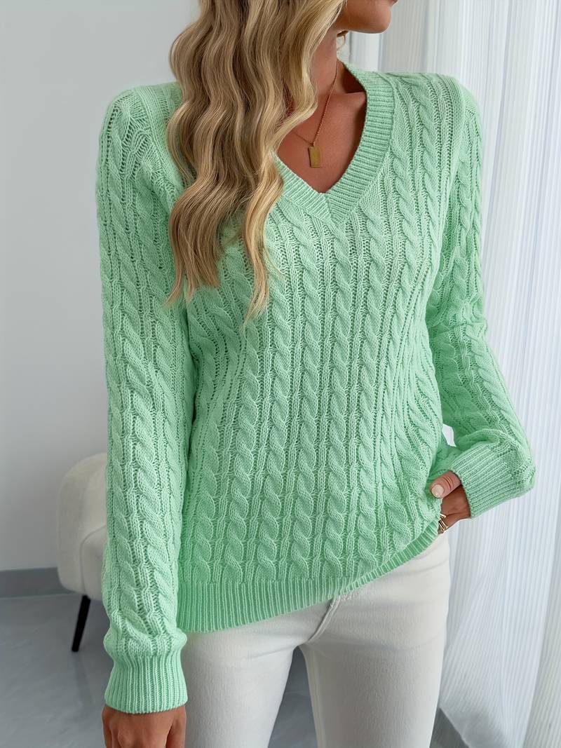 Zivah - Elegante Maglione a Coste Con Scollo a V