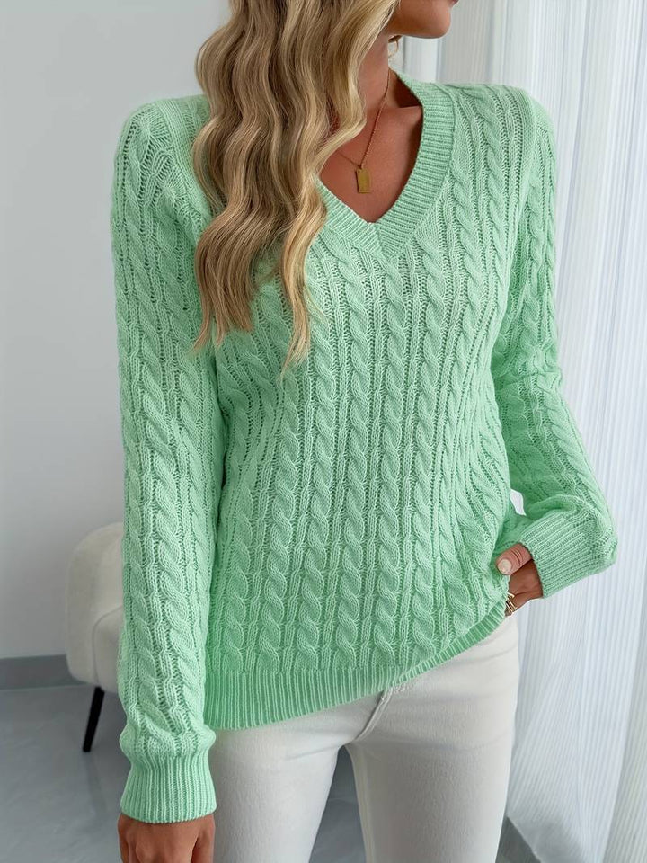 Zivah - Elegante Maglione a Coste Con Scollo a V