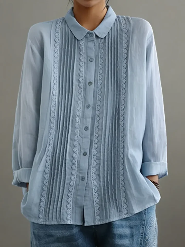 Kalanit - Camicia in Pizzo Patchwork di Lino e Cotone