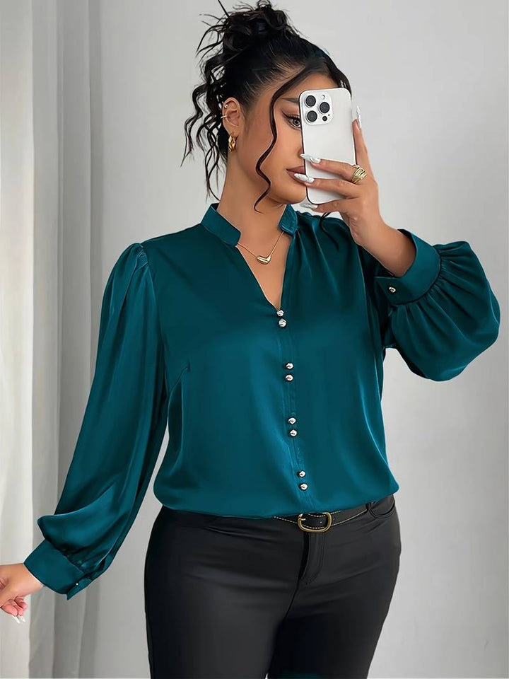 Elisheva - Elegante Camicia Con Maniche a Sbuffo e Scollo a V