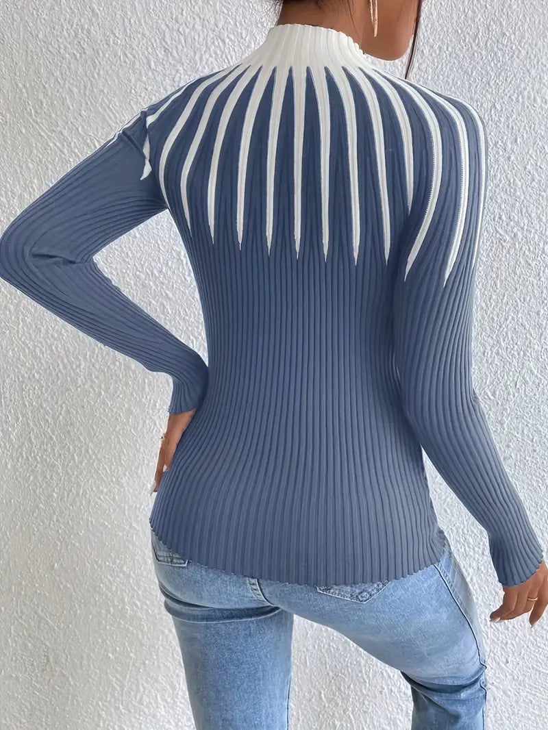 Maider - Elegante Maglione a Maniche Lunghe Con Collo Alto