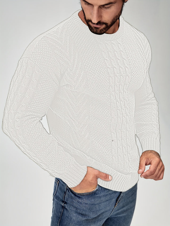 Eiduks - Maglione Classico a Collo Rotondo con Lavorazione a Trecce