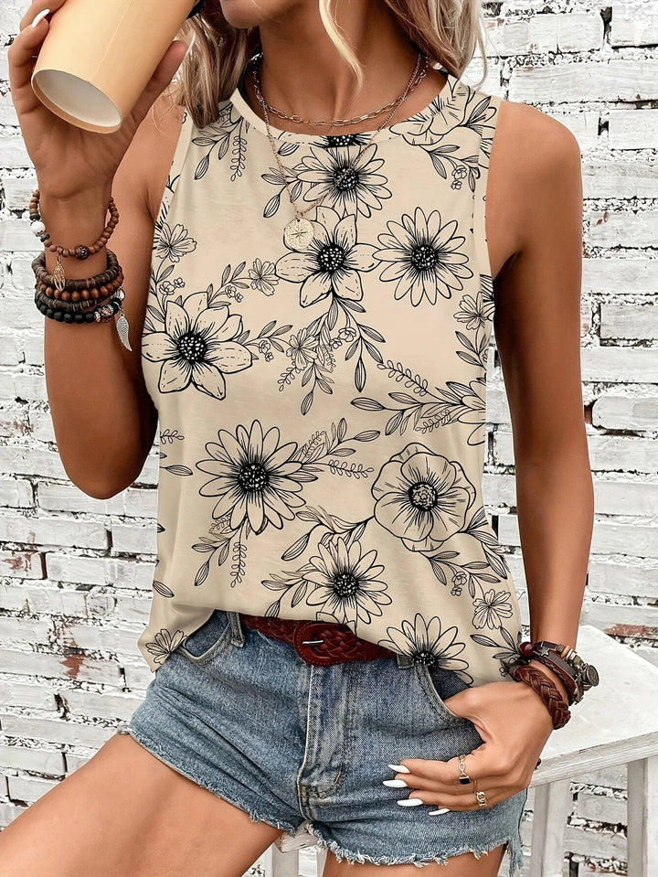 Lilou - Top Estivo Casual Con Stampa Floreale